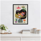 Sylvie Fat Cat Tea Party Framed Canvas by Rachel Lee