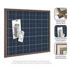 Framed Fabric Pinboard Navy Blue Plaid Wall Organization