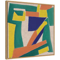 Sylvie Retro Refresh Painterly Shapes Neutral Linen Framed Canvas by The Creative Bunch Studio