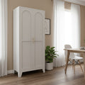 61 White Stainless Steel Pantry Or Storage Closet With Arched Panel Doors