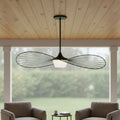 44 Black Aluminum Geometric Wavy LED Dimmable Outdoor Hanging Light