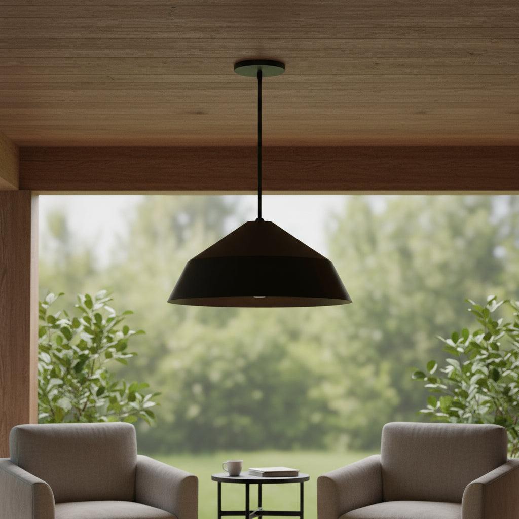 22 Black Aluminum Geometric LED Dimmable Outdoor Pendent Hanging Light