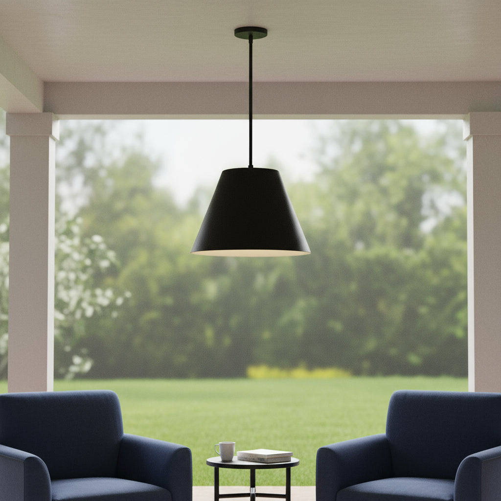 16 Black Aluminum Cone LED Dimmable Outdoor Pendent Hanging Light