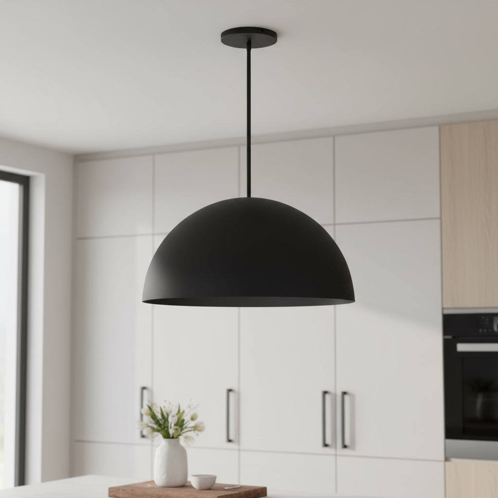 24 Black Aluminum Dome LED Dimmable Outdoor Pendent Hanging Light