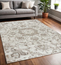 6 X 9 Cream Gray And Light Brown Medallion Area Rug