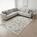 8 X 11 Cream Gray And Light Brown Medallion Area Rug