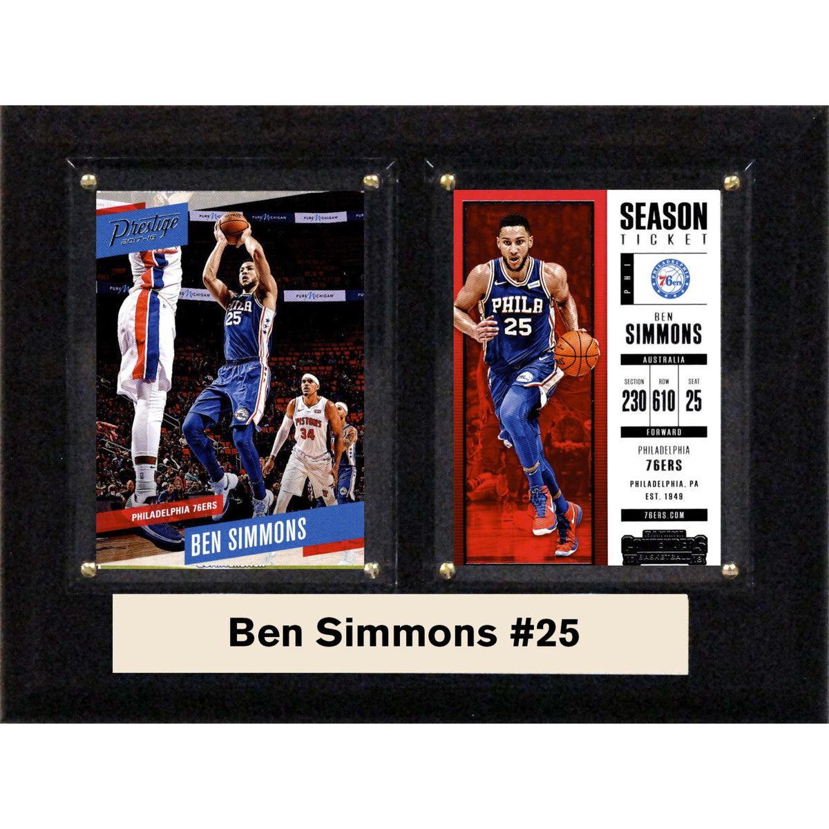 Nba 6 Inch X8 Inch  Ben Simmons Philadelphia 76Ers Two Card Plaque
