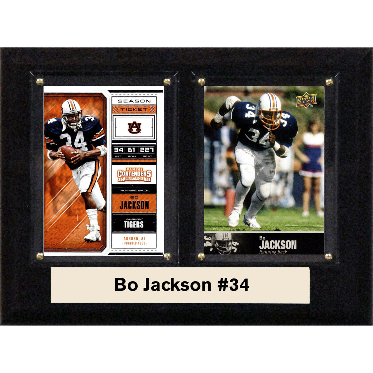 Ncaa 6 Inch X8 Inch  Bo Jackson Auburn Tigers Two Card Plaque