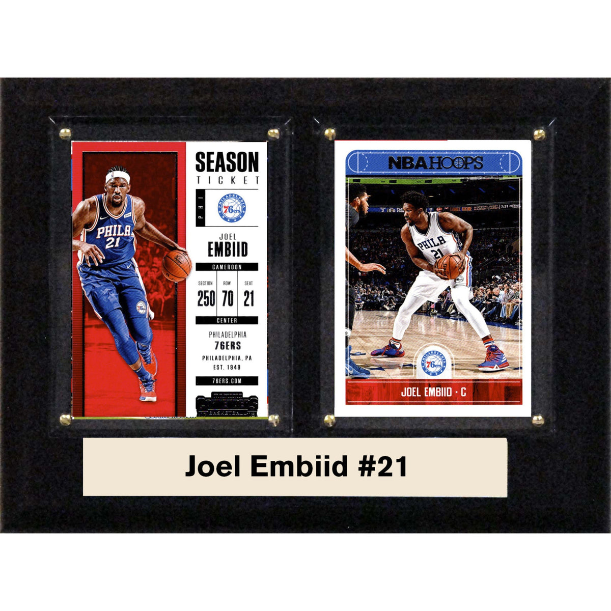 Nba 6 Inch X8 Inch  Joel Embiid Philadelphia 76Ers Two Card Plaque