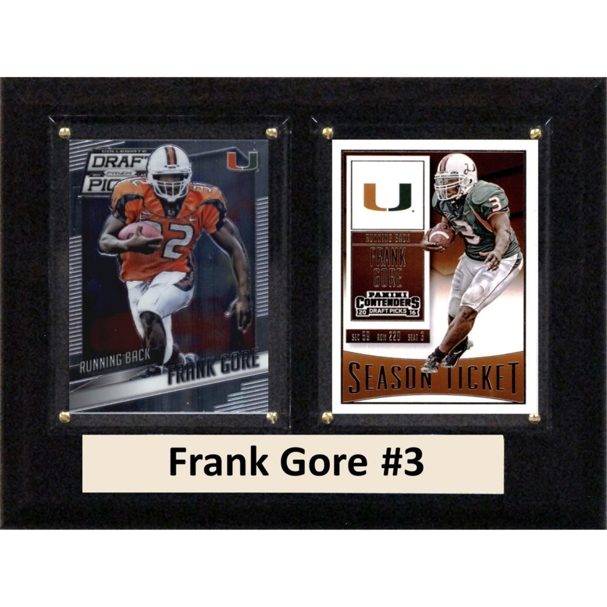 Ncaa 6 Inch X8 Inch  Frank Gore Miami Hurricanes Two Card Plaque