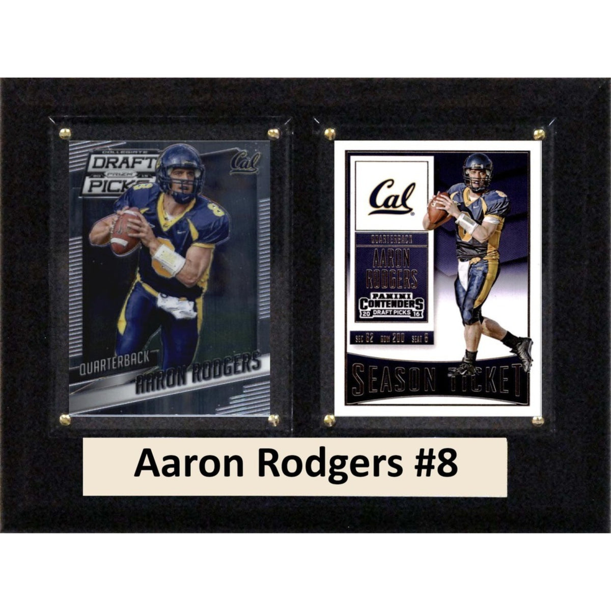 Ncaa 6 Inch X8 Inch  Aaron Rodgers California Golden Bears Two Card Plaque