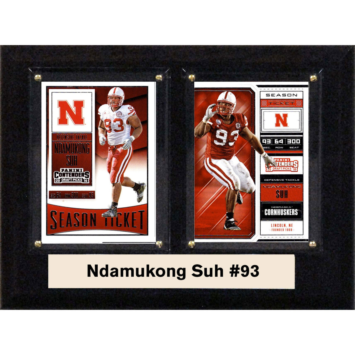 Ncaa 6 Inch X8 Inch  Ndamukong Suh Nebraska Cornhuskers Two Card Plaque