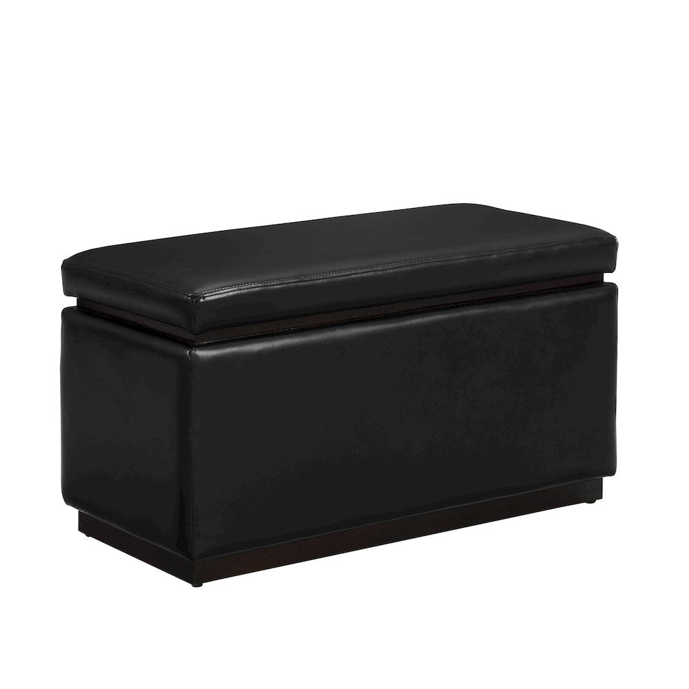 Blanche Rectangle Ottoman Black Pu