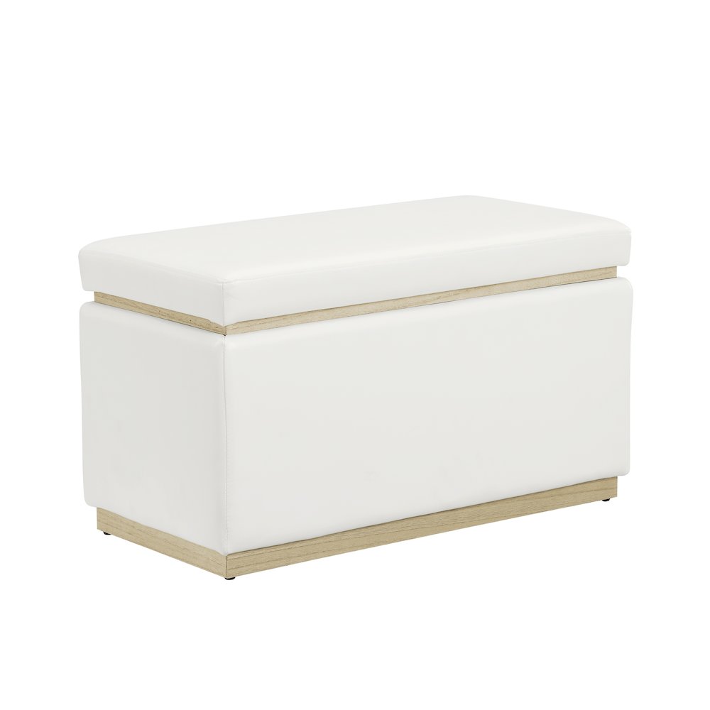 Blanche Rectangle Ottoman White Pu