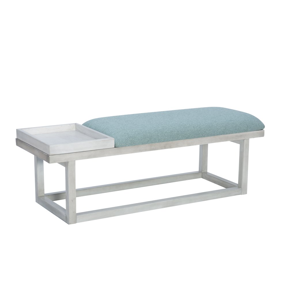 Georgia Bench With Tray Whitewash Aqua