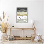 Sylvie Folk Dales Snow Linocut Framed Canvas by Giuliana Lazzerini