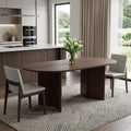67 Brown Wood Double Pedestal Base Oval Dining Table