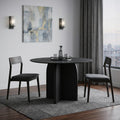 42 Black Wood Pedestal Base Round Top Dining Table