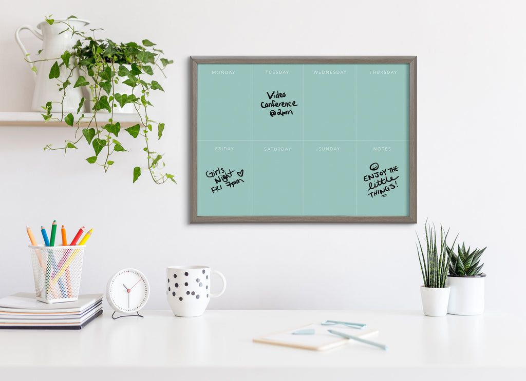 Blake This Week Teal Framed Printed Glass by The Creative Bunch Studio