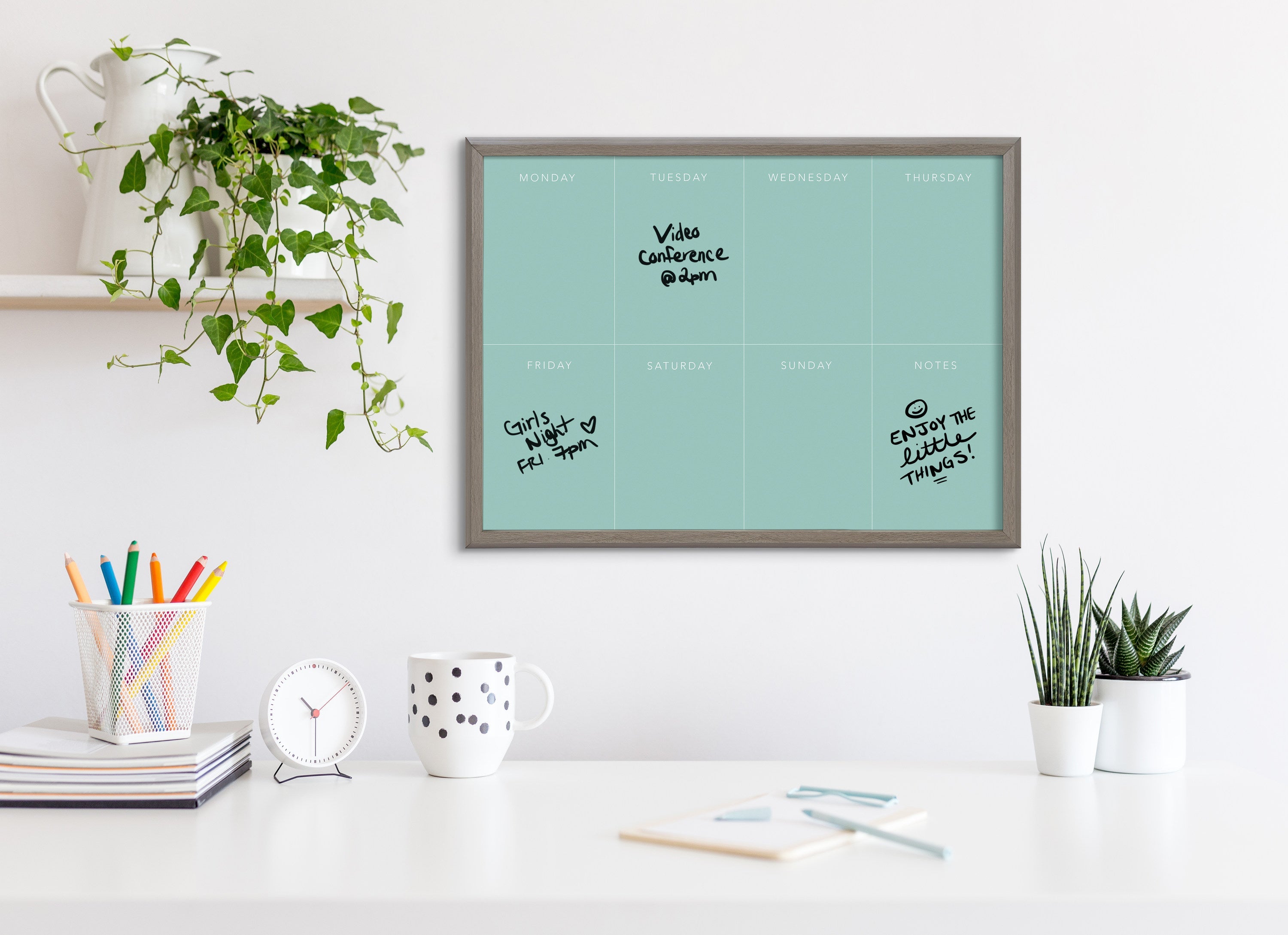 Blake This Week Teal Framed Printed Glass by The Creative Bunch Studio