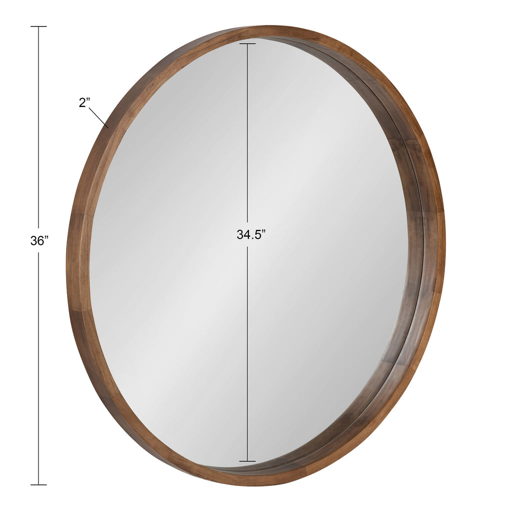 Hutton Round Wood Wall Mirror
