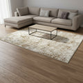 8 X 10 Brown And Ivory Abstract Washable Area Rug