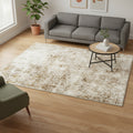 9 X 12 Brown And Ivory Abstract Washable Area Rug