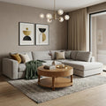 32 Natural Wood Round Coffee Table With Hidden Storage And Shelf