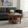30 Walnut Wood Round Coffee Table With Shelf