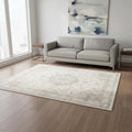 5 X 7 Ivory And Brown Floral Medallion Washable Area Rug