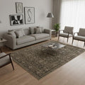 5 X 7 Brown And Beige Floral Medallion Washable Area Rug