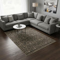 8 X 10 Brown And Beige Floral Medallion Washable Area Rug