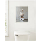 Sylvie Goose Standing on a Toilet Paper Roll Bathroom Art Framed Canvas by The Creative Bunch Studio