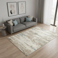 5 X 7 Blue Brown And Ivory Abstract Washable Area Rug