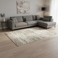 8 X 10 Blue Brown And Ivory Abstract Washable Area Rug