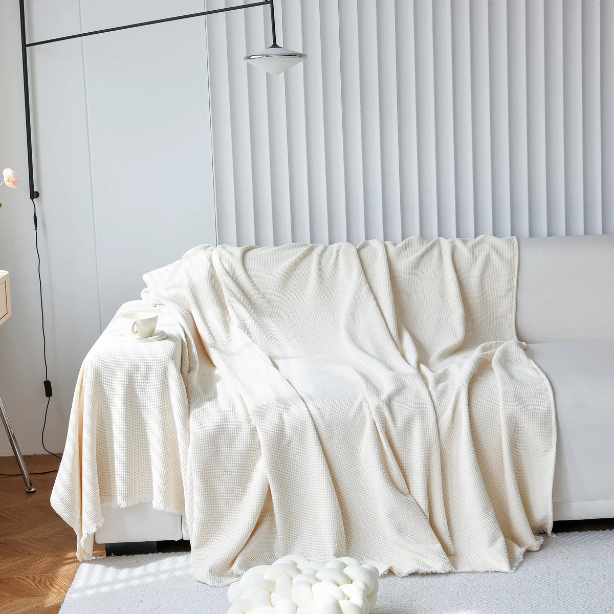 Chenille Thickened Solid Couch Blanket Throws, Reversible Couch Covers for Sectional Couches