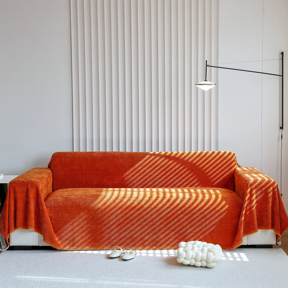 Chenille Thickened Solid Couch Blanket Throws, Reversible Couch Covers for Sectional Couches