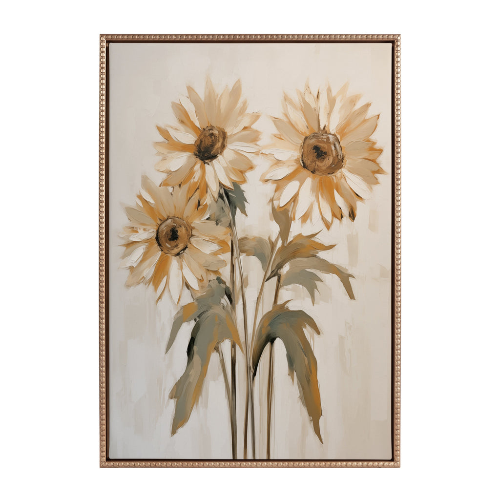 Sylvie Beaded Soft Sunflowers Framed Canvas by The Creative Bunch Studio
