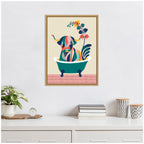 Sylvie MCM Cow in Bathtub Framed Canvas by Rachel Lee