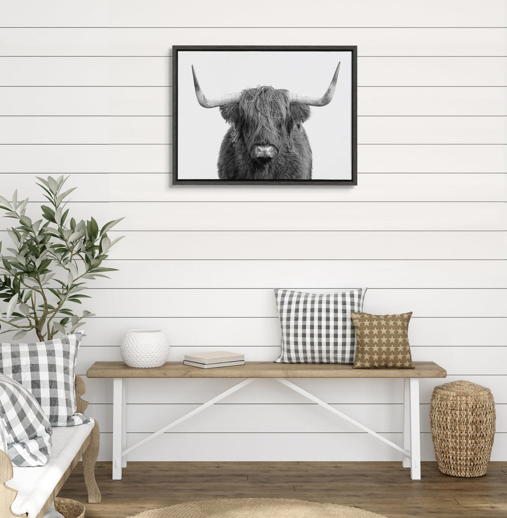 Sylvie Highland Cow Portrait Framed Canvas by Amy Peterson Art Studio