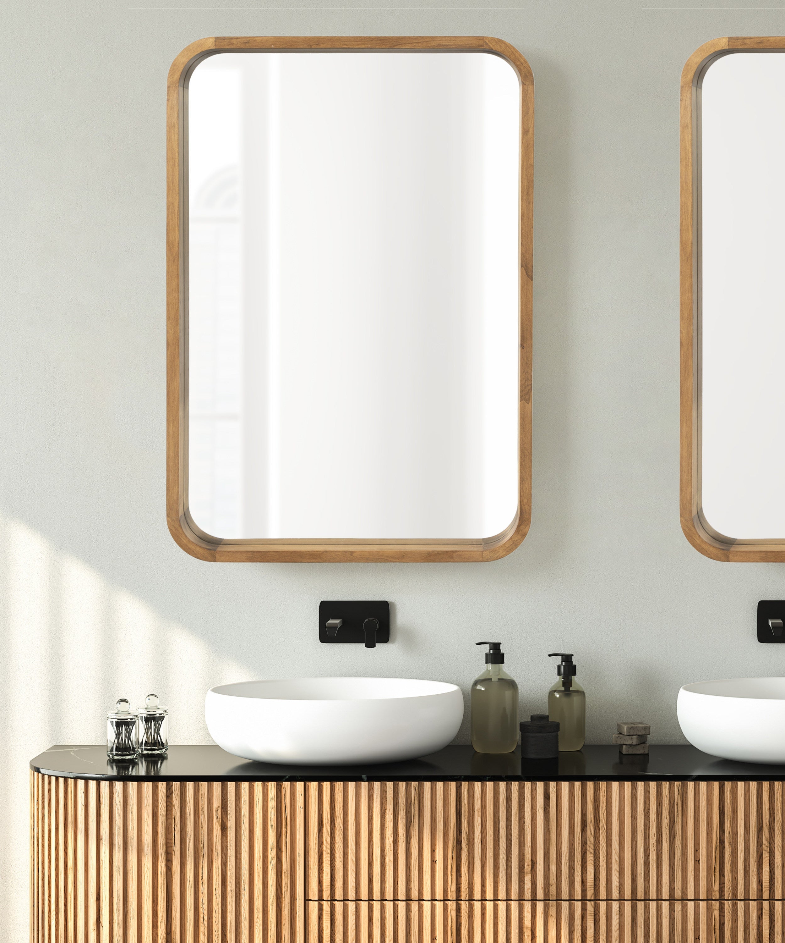 Hutton Wood Framed Radius Rectangle Mirror