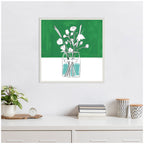 Sylvie Minimalist Floral Vase with Green Framed Canvas by Teju Reval