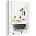 Sylvie Penguins in Classic Black and White Bath Framed Canvas by Amy Peterson