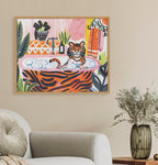 Gallery Bold Maximalist Tiger in Bubble Bath Print by The Creative Bunch Studio