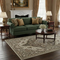 5 X 7 Brown Beige And Ivory Medallion Washable Area Rug