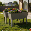 Set of Two 20 X 44 Light Brown Resin Rectangular Raised Garden Bed
