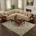 8 X 10 Ivory And Brown Oriental Washable Area Rug