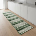 8 Green And Ivory Abstract Washable Runner Rug