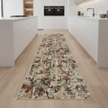 8 Beige Red And Ivory Abstract Washable Runner Rug