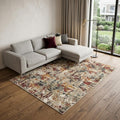6 X 9 Beige Red And Ivory Abstract Washable Area Rug